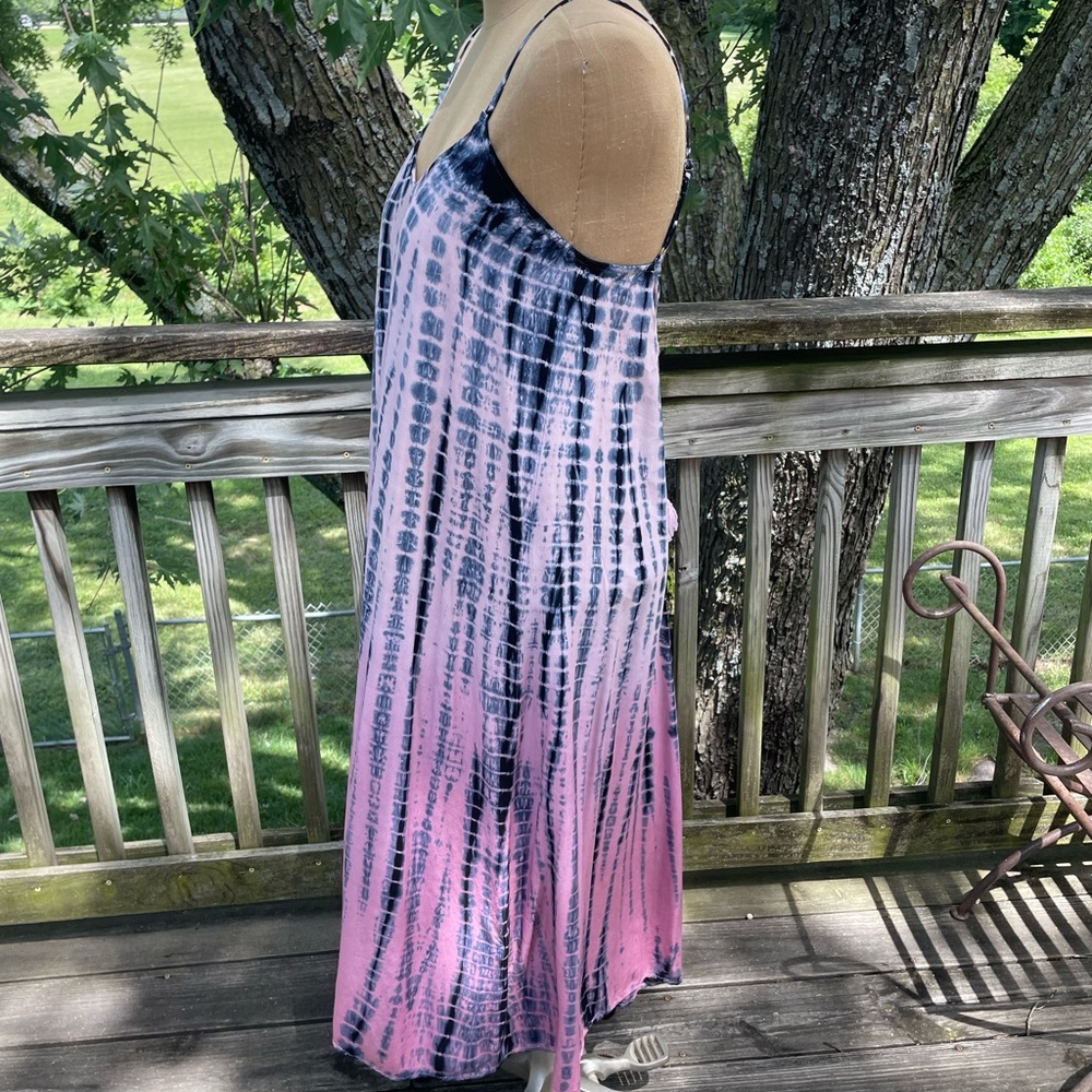 Mystree Boho Style Pink and Blue Tie-Dye Maxi Dress S - Picture 3 of 10